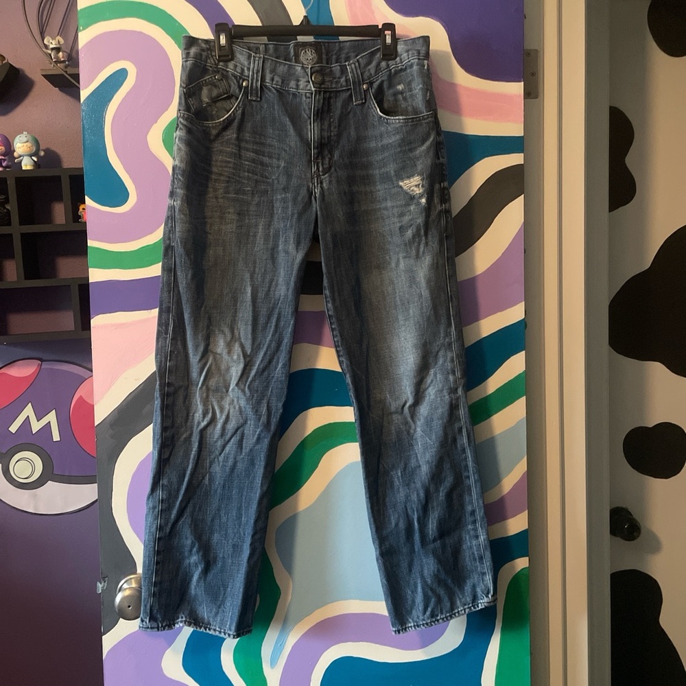 Dark Distressed Denim Jeans
